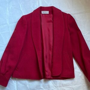 Evan Picone Jrs waist length red one button wool’blazer” sz 10/M
